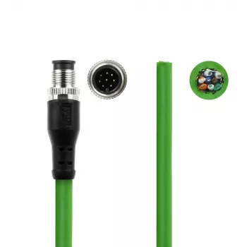 Cabo de sensor ACT Industrial 1,50 metros M12A 8 polos conector fêmea para extremidade aberta, cabo TPE Ultraflex, blindado