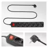 ACT Régua de tomadas com interruptor iluminado, 6 tomadas, 3 m, preto