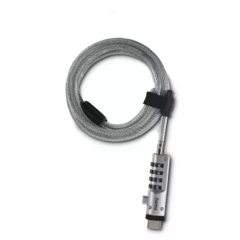 Hama Cabo de segurança USB Prateado, Transparente 1,8 m