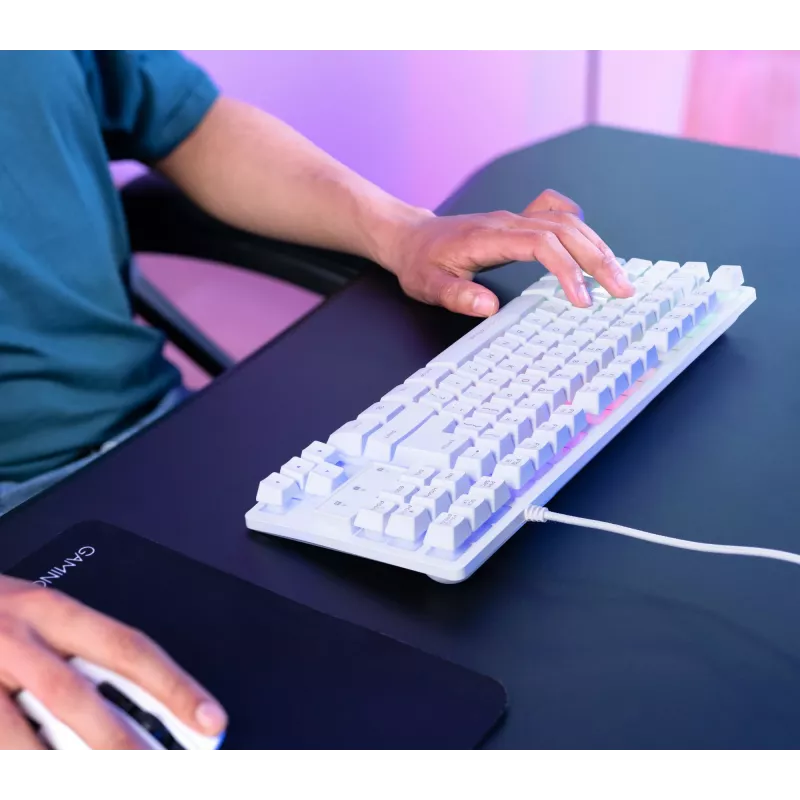 Trust GXT 833W Thado Teclado Gaming USB QWERTZ Alemão Branco