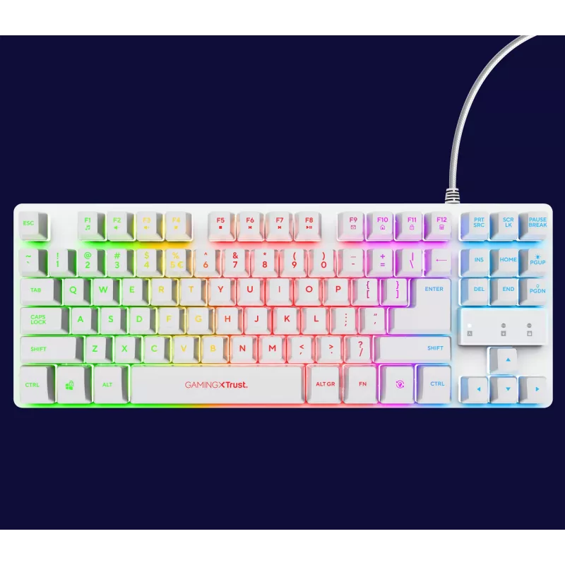 Trust GXT 833W Thado Teclado Gaming USB QWERTZ Alemão Branco