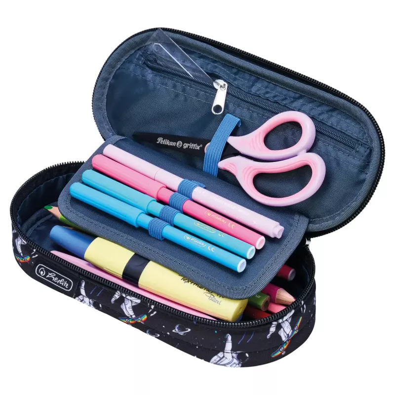 Herlitz Space Skater Estojo macio Poliéster Azul-escuro Branco