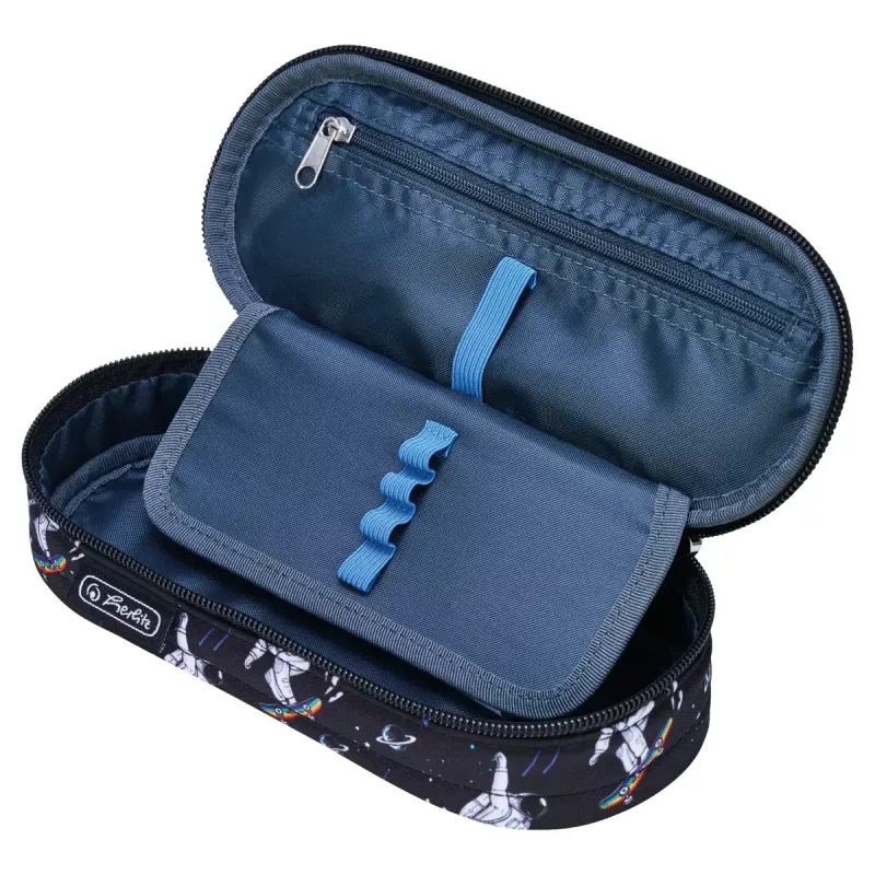 Herlitz Space Skater Estojo macio Poliéster Azul-escuro Branco