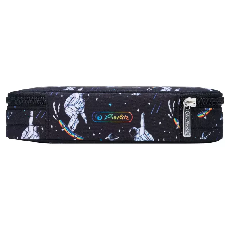 Herlitz Space Skater Estojo macio Poliéster Azul-escuro Branco