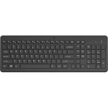 Teclado de membrana sem fios tamanho completo HP 220 – Preto, RF 2,4 GHz, recetor USB-A, QWERTY, teclado numérico, pilha AAA