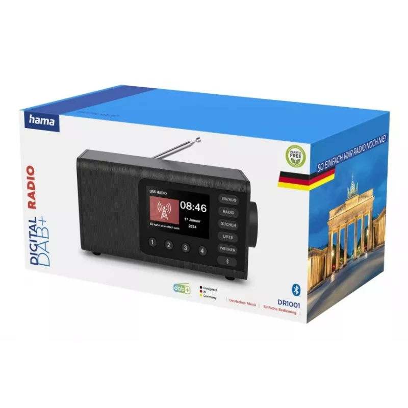 Rádio pessoal Hama DR1001 digital DAB DAB+ FM 5W ecrã TFT
