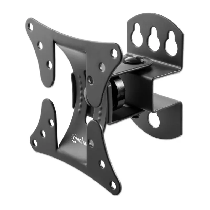 Suporte de parede articulado Manhattan para TV e monitores (inclinável e orientável), para ecrãs de 13 polegadas a 27 polegadas, compatibilidade VESA: todos entre 75x75mm e 100x100mm - verifique as dimensões dos quatro orifícios de fixação na parte traseira do ecrã para garantir que encaixa, suporte individual, máx. 30kg