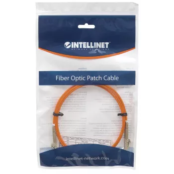 Intellinet Cabo de patch de fibra ótica, OM1, LC/LC, 5 m, Laranja, Duplex, Multimodo, 62,5/125 µm, LSZH, Fibra ótica, garantia vitalícia