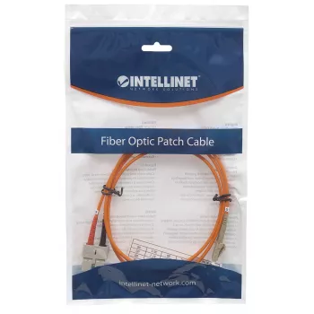 Intellinet Cabo de patch de fibra ótica, OM1, LC/SC, 5 m, Laranja, Duplex, Multimodo, 62,5/125 µm, LSZH, Fibra ótica, garantia vitalícia