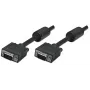 Manhattan Cabo de monitor VGA (com núcleos de ferrite), 15m, Preto, macho para macho, HD15, cabo com especificação SVGA superior (totalmente compatível), blindagem com núcleos de ferrite ajuda a minimizar interferências EMI para uma melhor transmissão de vídeo, garantia vitalícia