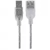 Manhattan 336314 cabo de extensão USB 2.0, USB-A macho para USB-A fêmea, 1,8 m, prateado transparente