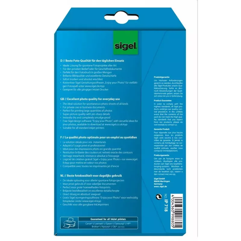 Papel fotográfico brilhante Sigel IP718