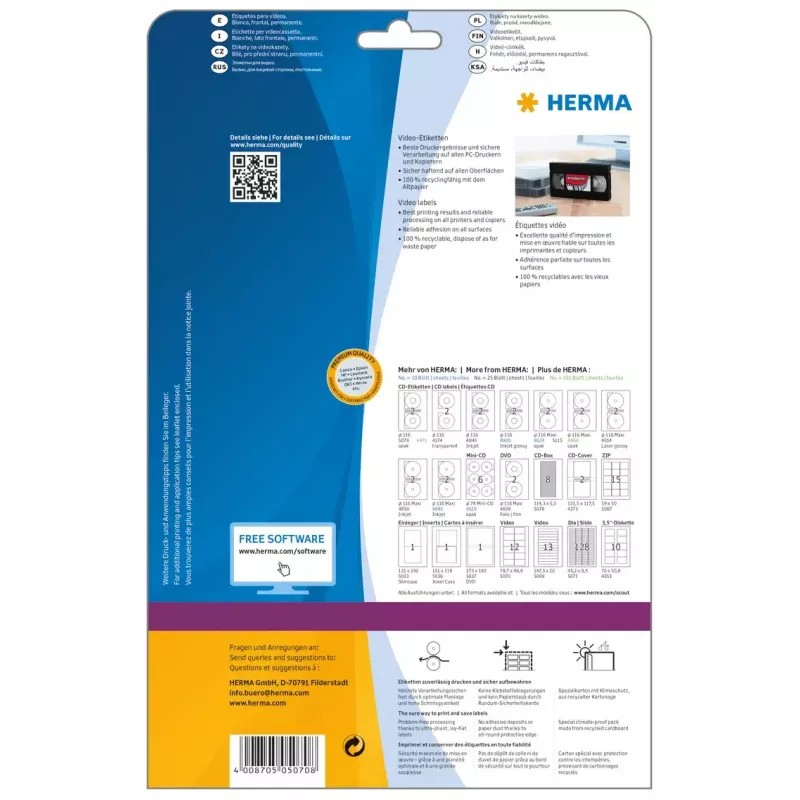 Etiqueta autocolante para impressora HERMA etiquetas de vídeo A4 78,7x46,6 mm