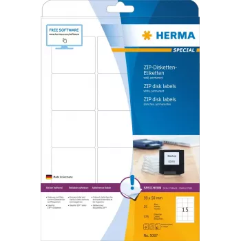 Etiquetas HERMA disquetes ZIP A4 59x50 mm papel branco mate 375 unid.