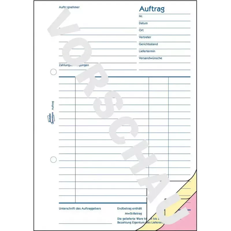 Formulário/caderno de contabilidade AVERY 1726 A5 40 páginas
