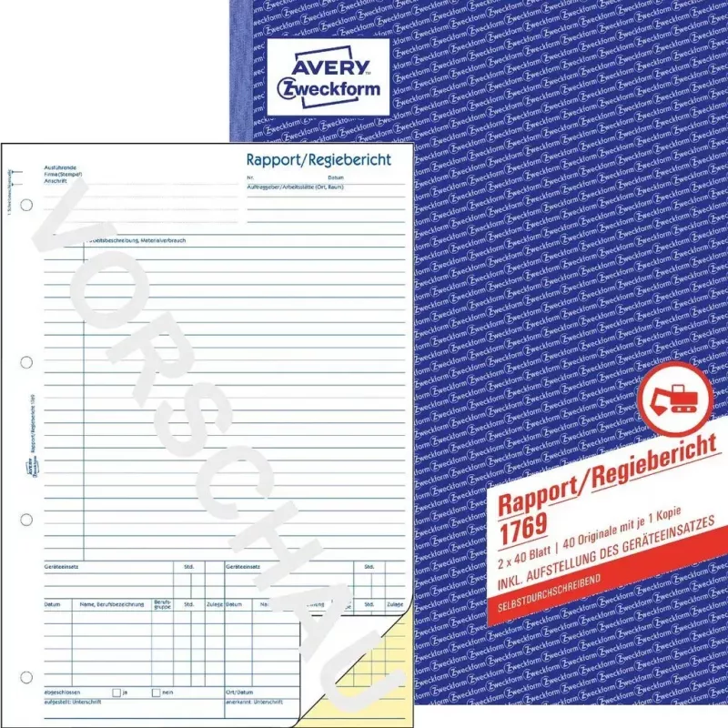 Formulário/livro de faturas AVERY 1769 A4 40 páginas