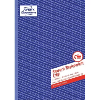 Formulário/livro de faturas AVERY 1769 A4 40 páginas