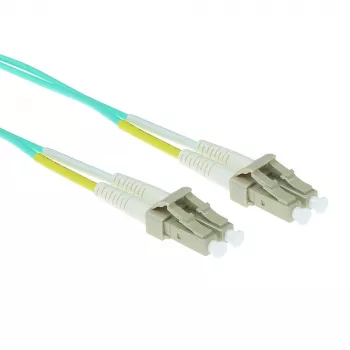 Cabo de patch de fibra ótica ACT 1,5 m LSZH Multimodo 50/125 OM3 Duplex com fichas LC