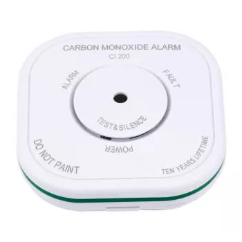 Detetor de gás Olympia 6121 — monóxido de carbono (CO), alarme 85 dB, a pilhas (AAA 1,5 V), branco