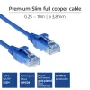 ACT azul 2 metros LSZH U/UTP CAT6 cabo de rede slimline para datacenter snagless com fichas RJ45