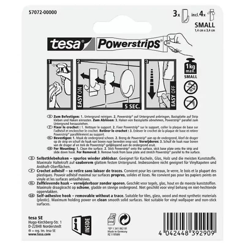Cabide de toalhas TESA 57072-00000 interior branco 3 unid.