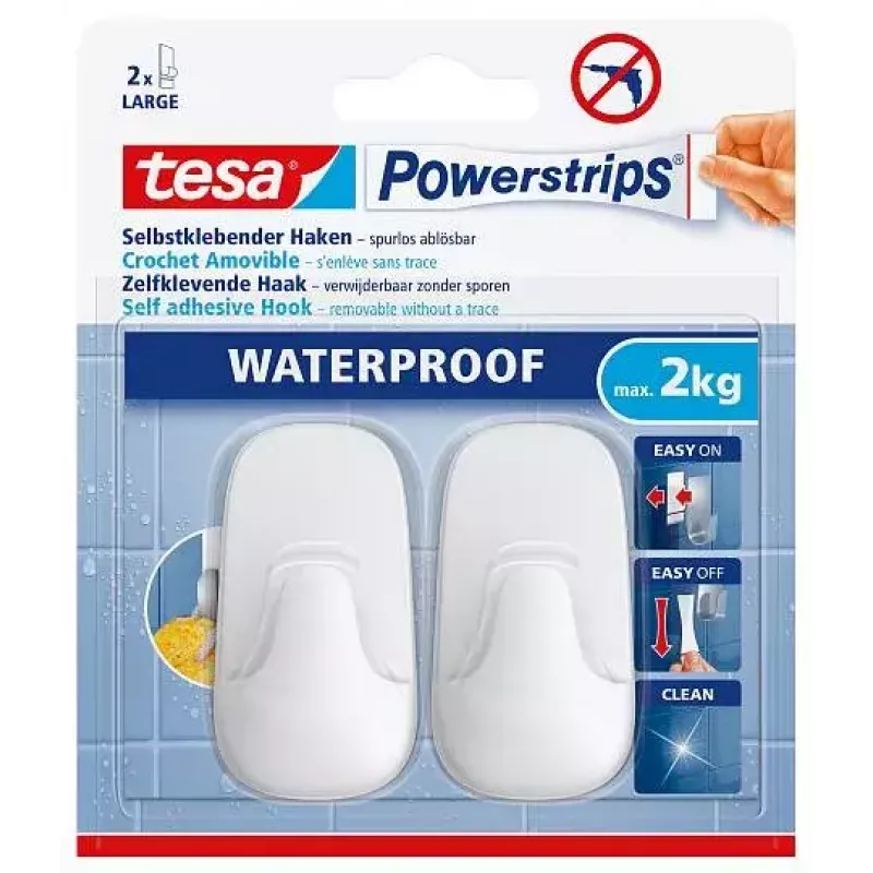 Cabide de toalhas TESA 59781-00000 interior branco 2 unid.