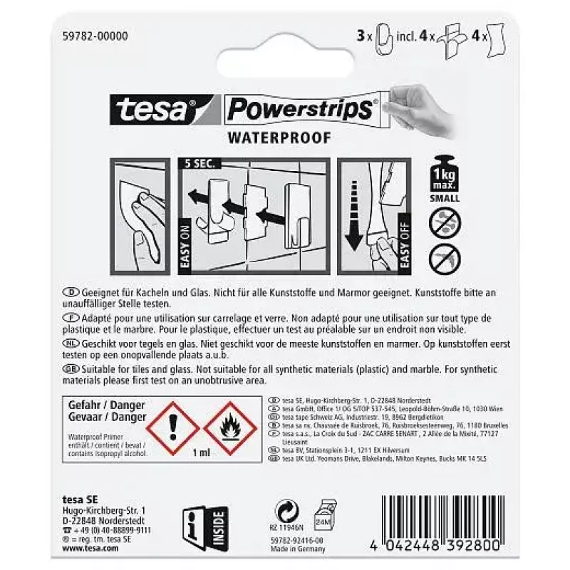 Cabide de toalhas TESA 59782-00000 interior branco 3 unid.