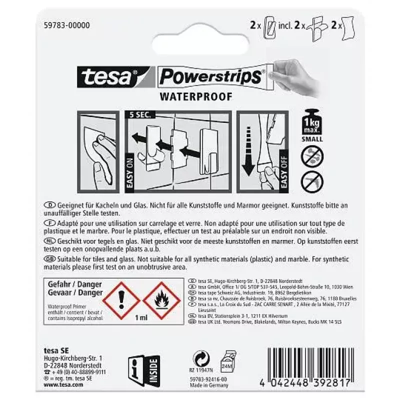 Cabide de toalhas TESA 59783-00000 interior branco 2 unid.