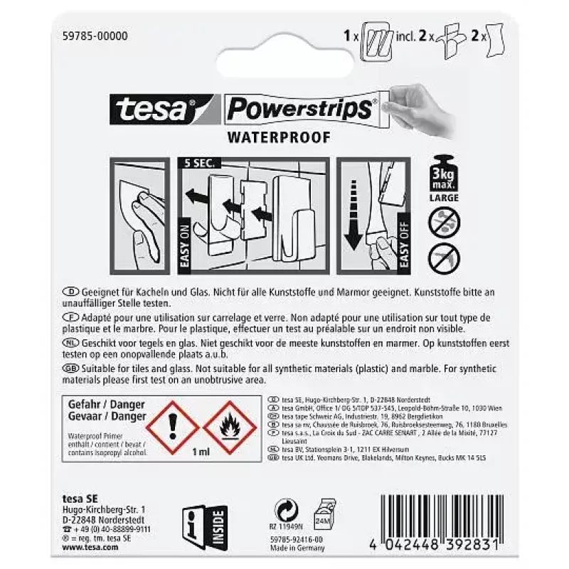 Cabide de toalhas TESA 59785-00000 interior aço inoxidável branco