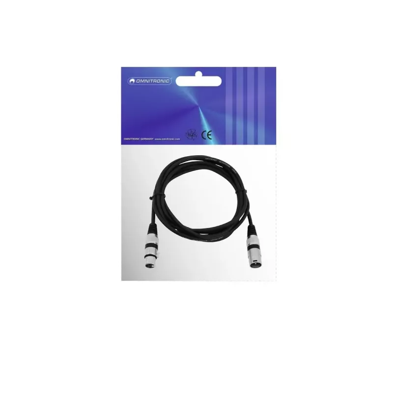 Cabo de áudio XLR 3 pinos Omnitronic 3022047N 3 m preto