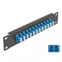 Patch panel de fibra ótica DeLOCK 10 polegadas 12 portas LC duplex azul 1U preto