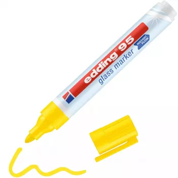 Marcador para vidro Edding 95 ponta redonda amarelo