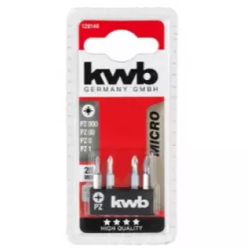 Conjunto de pontas para chave de fendas KWB 128140 – 4 unid., Pozidriv PZ0 & PZ1, 28 mm
