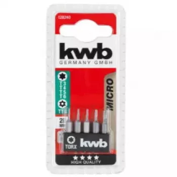 Conjunto de pontas para chave de fendas KWB 128240 — 5 unid. pontas Torx T3 T4 T5 T6 T8, 28 mm