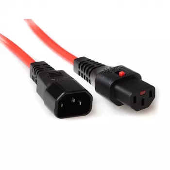 Cabo de alimentação ACT C13 IEC Lock C14 vermelho 1,5 m 10 A 230 V