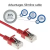 Cabo de patch slimline para centro de dados ACT vermelho 0,15 m LSZH U/FTP CAT6A com proteção de bloqueio e fichas RJ45