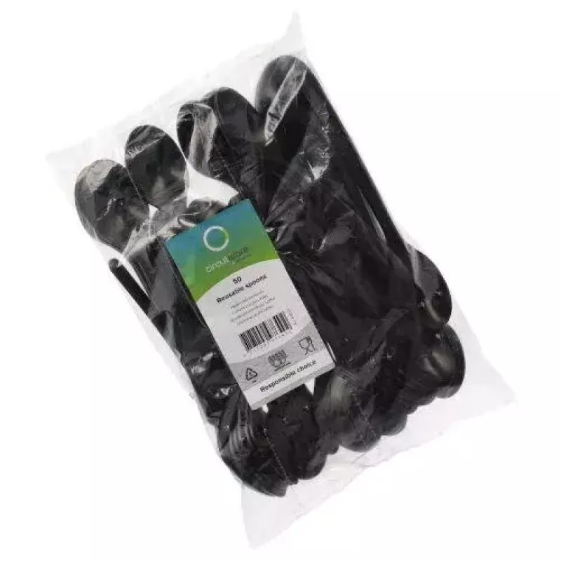 Colher de sopa descartável Papstar 96437 polipropileno preto 50 unid.