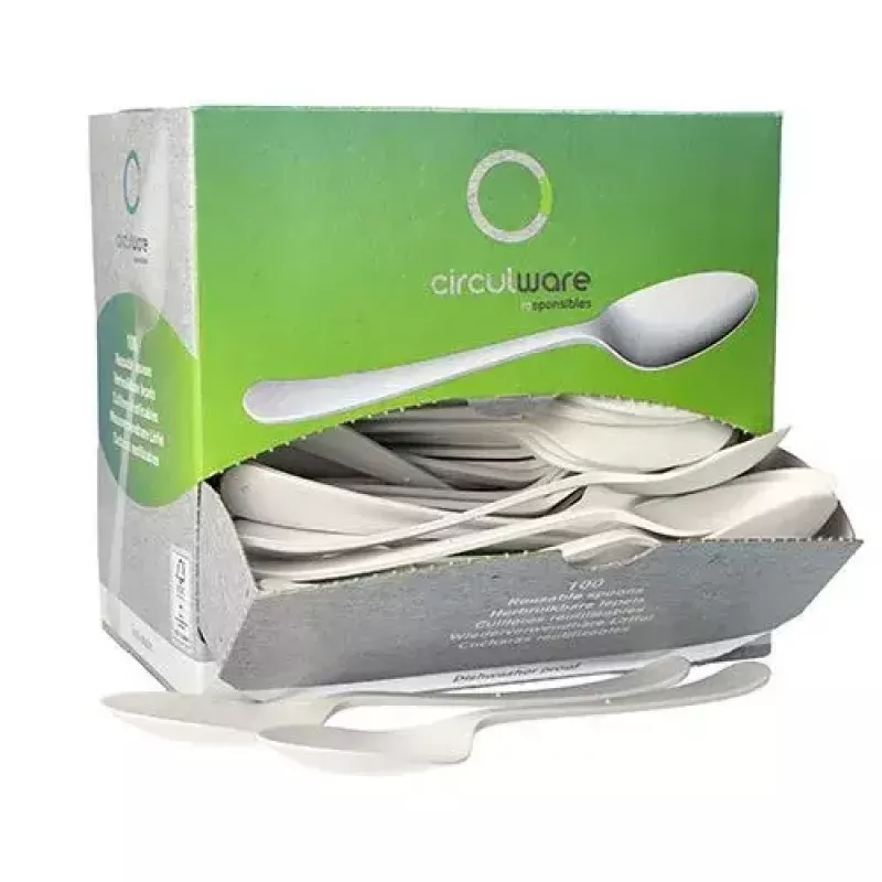 Colher de sopa descartável Papstar 96464 polipropileno branco 100 unid.
