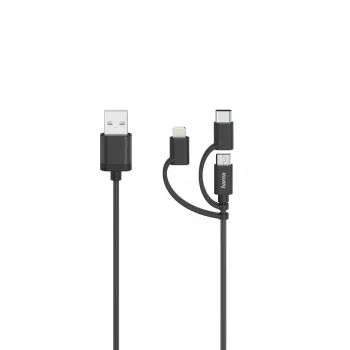 Cabo USB Hama 00200617 USB 2.0 0,75 m USB A USB C/Micro USB A/Lightning preto