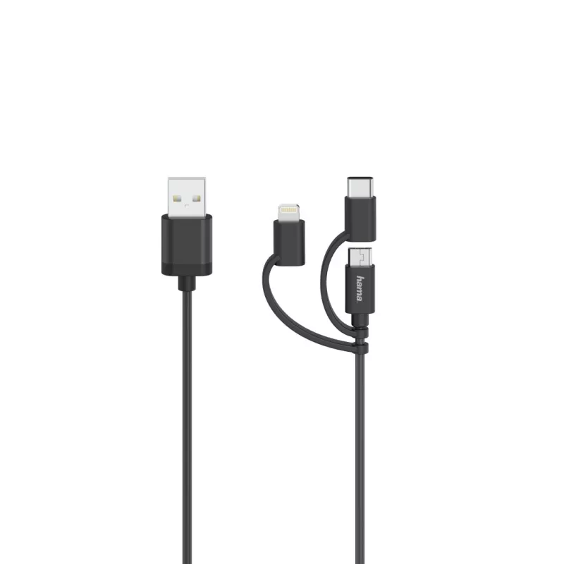 Cabo USB Hama 00200617 USB 2.0 0,75 m USB A USB C/Micro USB A/Lightning preto