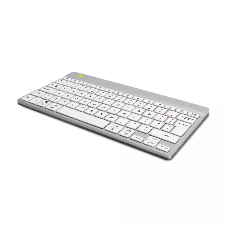 Teclado ergonómico R-Go Tools R-Go Compact Break, teclado compacto com software de pausas, QWERTY (UK), Bluetooth, branco
