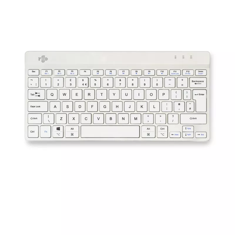 Teclado ergonómico R-Go Tools R-Go Compact Break, teclado compacto com software de pausas, QWERTY (UK), Bluetooth, branco