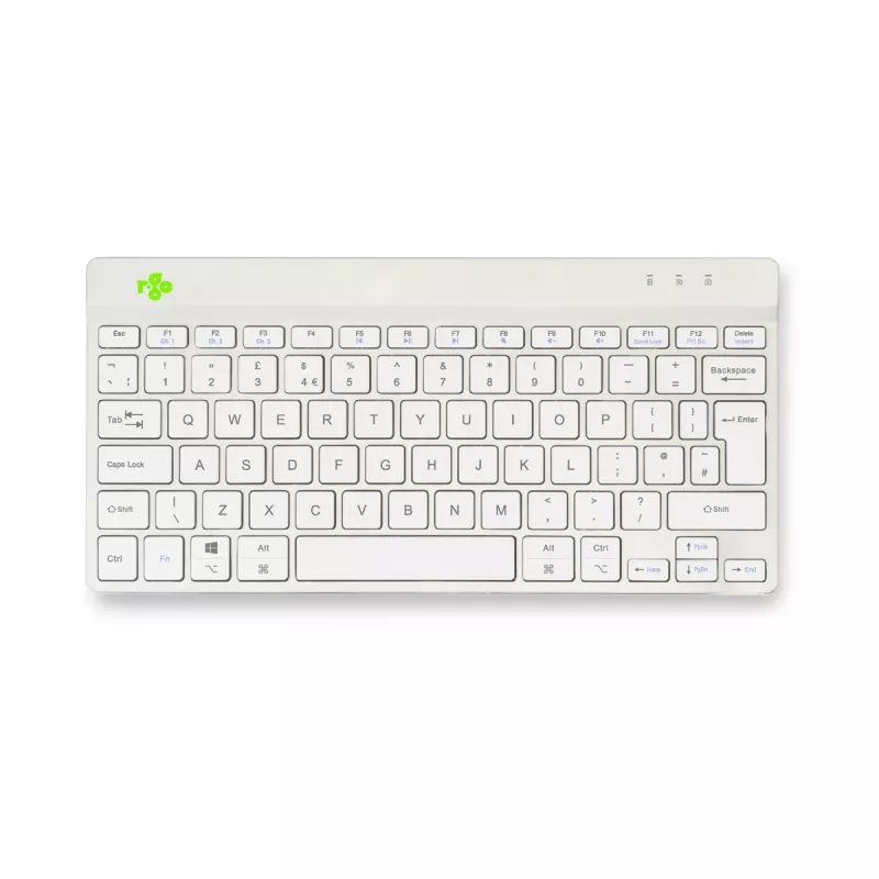Teclado ergonómico R-Go Tools R-Go Compact Break, teclado compacto com software de pausas, QWERTY (UK), Bluetooth, branco