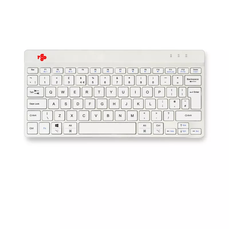 Teclado ergonómico R-Go Tools R-Go Compact Break, teclado compacto com software de pausas, QWERTY (UK), Bluetooth, branco