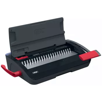 Encadernadora manual de pente GBC CombBind® CB12, encadernadora de pente, manual, 165 folhas, preto, vermelho