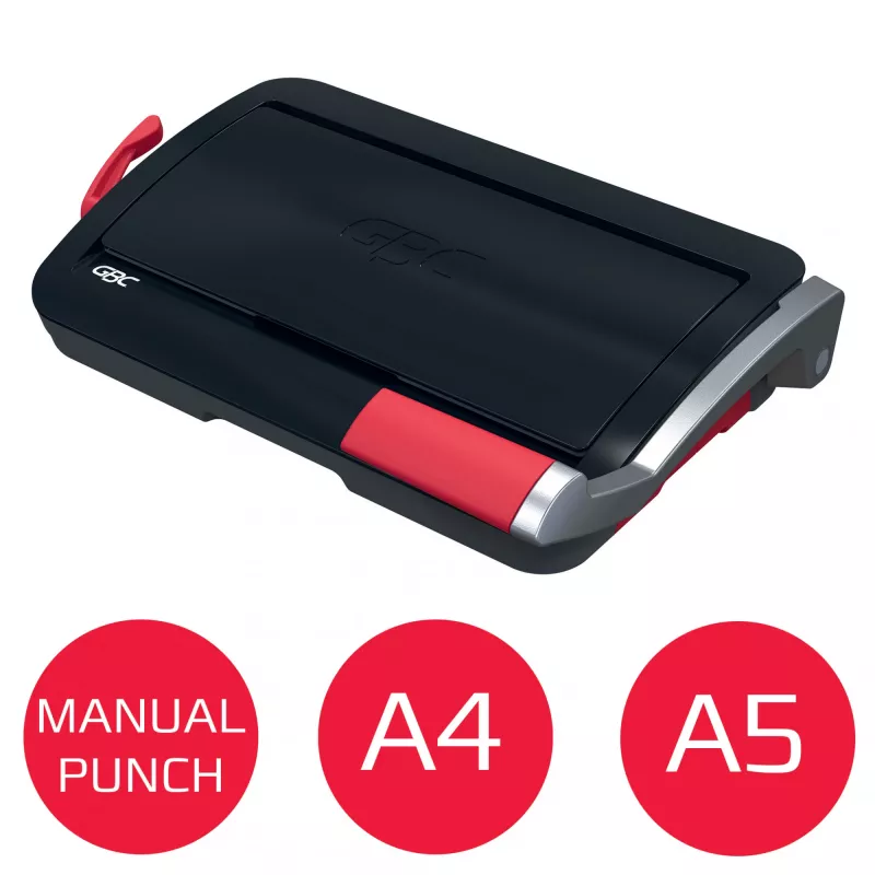 Encadernadora manual de pente GBC CombBind® CB12, encadernadora de pente, manual, 165 folhas, preto, vermelho