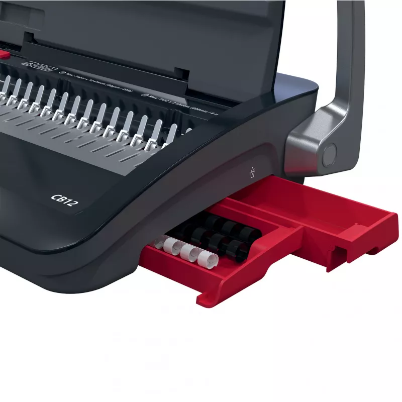Encadernadora manual de pente GBC CombBind® CB12, encadernadora de pente, manual, 165 folhas, preto, vermelho