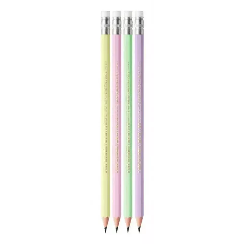 BIC Evolution Pastel lápis HB com borracha, 10 unidades, Pink/Purple/Green/Yellow
