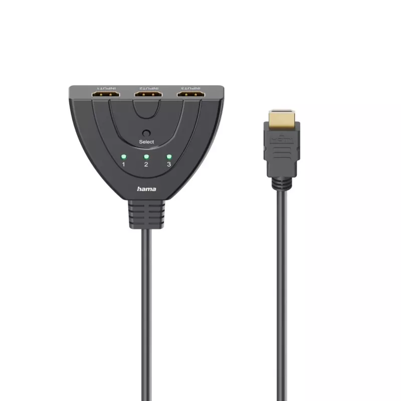Hama 4K comutador HDMI 3x1, 3x HDMI fêmea para 1x HDMI macho (00205101)