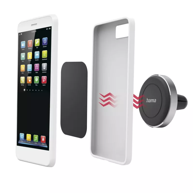 Hama Suporte passivo magnético para telemóvel/smartphone Preto, Prateado